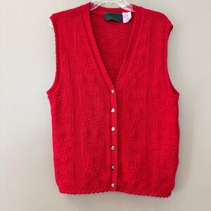 Vintage Northern Reflections Christmas Cardigan Vest sz M Hearts Chunky Cottage